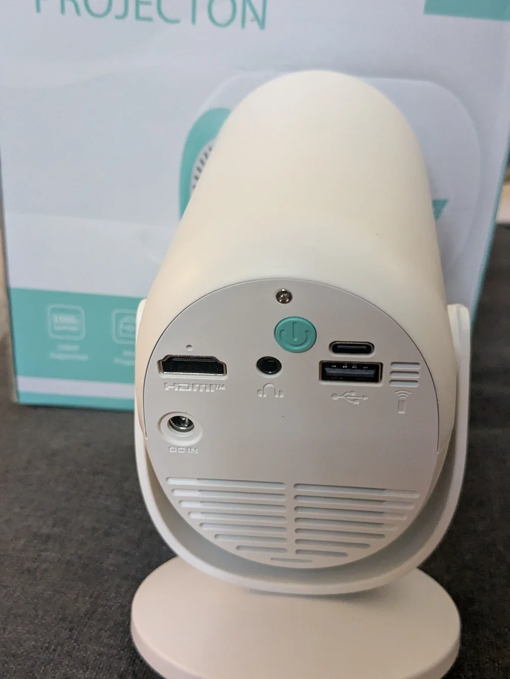 White Mini Projector for Home Theater - Portable Wireless Bluetooth